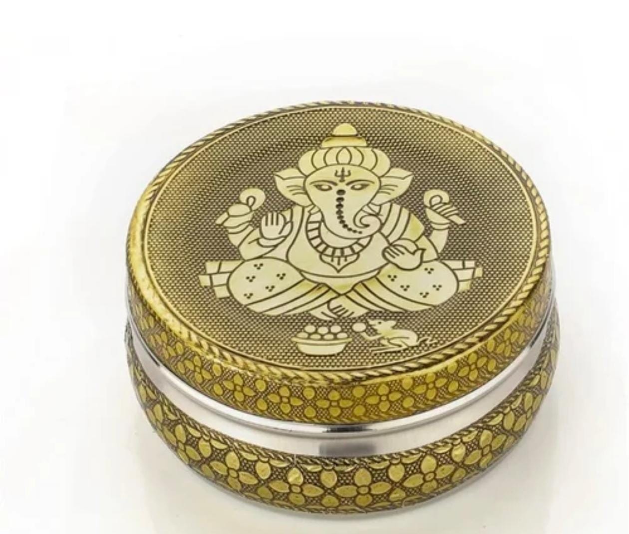 Ganesha Enamel Dibbi Gold